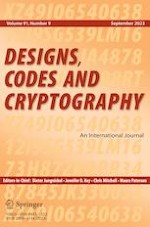 Designs, Codes and Cryptography 9/2023