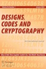 Designs, Codes and Cryptography 1/2024