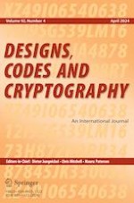 Designs, Codes and Cryptography 4/2024