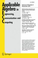Applicable Algebra in Engineering, Communication and Computing 4/2011