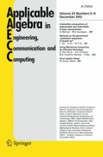 Applicable Algebra in Engineering, Communication and Computing 5-6/2012