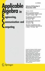 Applicable Algebra in Engineering, Communication and Computing 5/2015