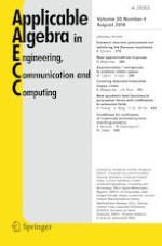 Applicable Algebra in Engineering, Communication and Computing 4/2019