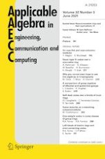 Applicable Algebra in Engineering, Communication and Computing 3/2021