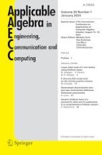 Applicable Algebra in Engineering, Communication and Computing 1/2024