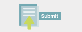 A graphic of a document with an upwards facing arrow on top of it. Next to the graphic is the word: Submit.