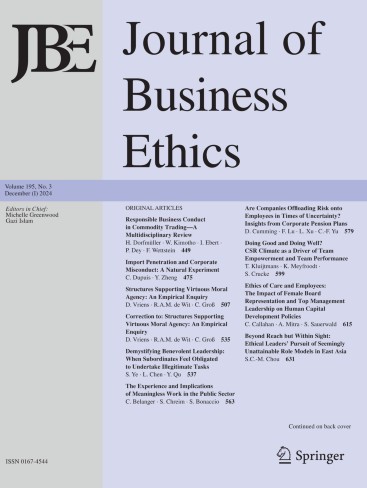 Journal of Business Ethics | springerprofessional.de