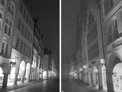 Beispielhafte Darstellung, wie sich „visual snow“ äußern könnte