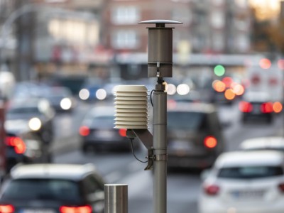 Durch Luftverschmutzung stark belastete innerstädtische Straße in Essen