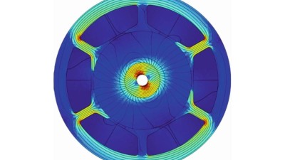Magnetfeldlinien des MSM (blau: geringe Feldstärke, rot: hohe Feldstärke)