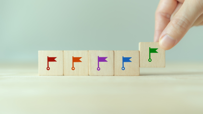 Wooden blocks in a row