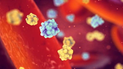 Glucose and insulin molecules in blood