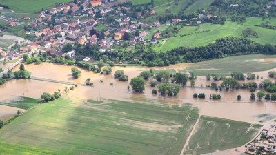 Hochwasser in Caaschwitz, Luftbild