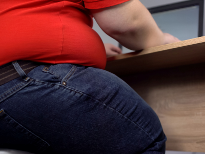 Sedentary man with obesity