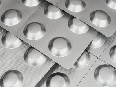 Photograph of tablets in a silver blister pack