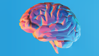 Brain illustration on blue background