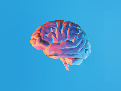 Brain illustration on blue background