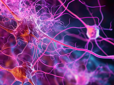 Peripheral nerve histology: bundles of myelinated axon fibers