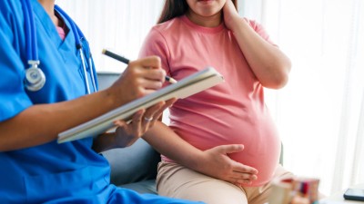 Pregnant woman at a medical appointment