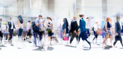 Walking people blur.