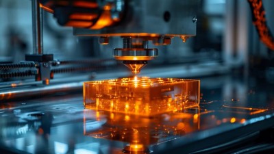 Ein 3-D-Drucker formt eine hell leuchtende Struktur.