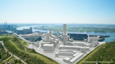 Visualisierung der ersten Direktreduktionsanlage von Thyssenkrupp Steel am Standort Duisburg.