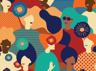 Stylized collage of women
