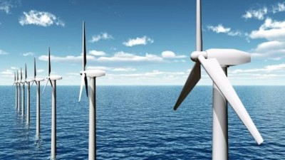 Windparkanlage im Wasser.