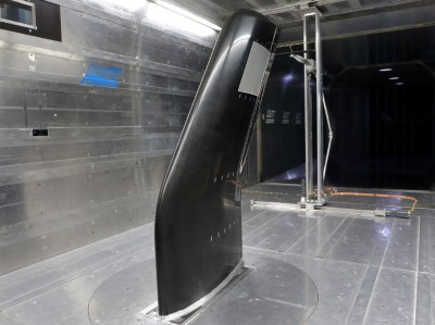 Sickle wing in a wind tunnel