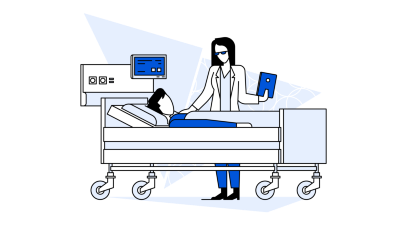 Illustration Ärztin am Patientenbett