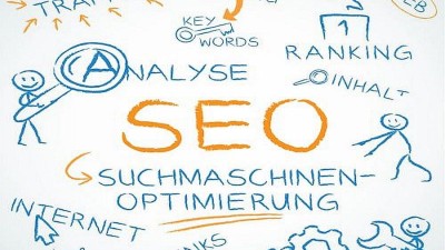 Konzept (Schaubild) zum Thema SEO (Suchmaschinenoptimierung).