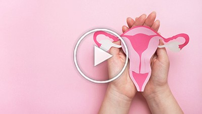Uterusmodell auf rosa Hintergrund