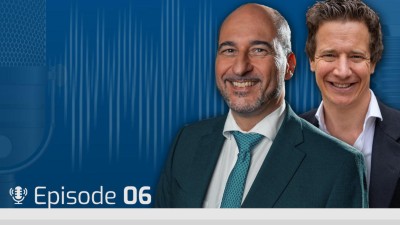 DGI-Podcast. Blauer Hintergrund in mehreren Schattierungen. im Vordergrund Textzug: Prof. Dr. Dr. Bilal Al-Nawas. Zwischen OP und Privatleben - Die Strategien von Prof. Al-Nawas