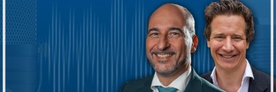DGI-Podcast. Blauer Hintergrund in mehreren Schattierungen. im Vordergrund Textzug: Prof. Dr. Dr. Bilal Al-Nawas. Zwischen OP und Privatleben - Die Strategien von Prof. Al-Nawas