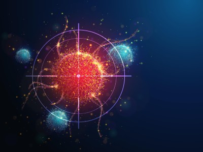 Abstract illustration of targeting a cancer cell