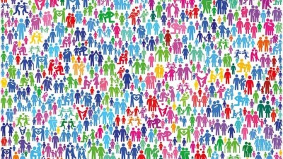 viele bunten Personen