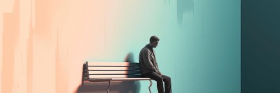 Mann auf Bank sitzend