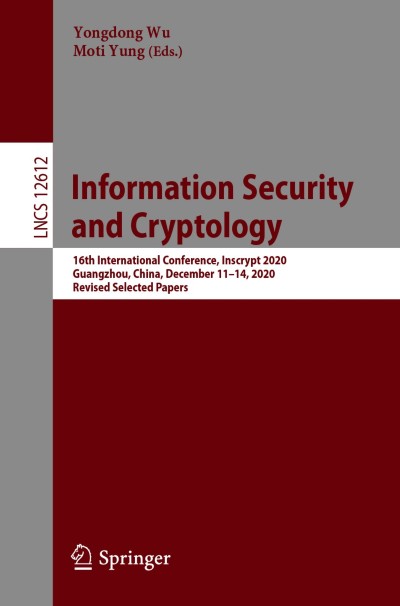 Link to Book Information Security and Cryptology