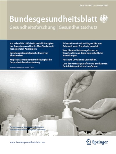 Bundesgesundheitsblatt - Gesundheitsforschung - Gesundheitsschutz 10/2007