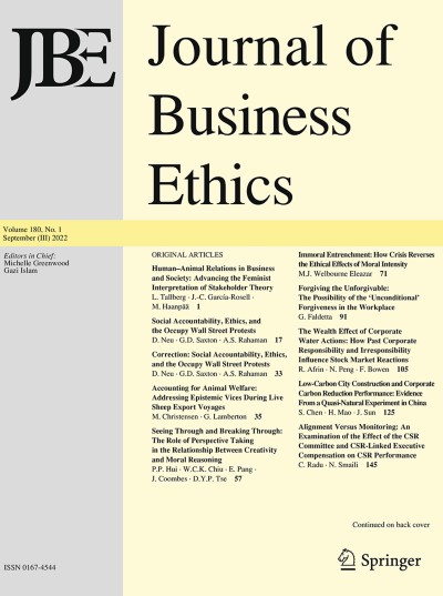 Link to Journal Journal of Business Ethics