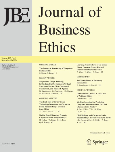 Journal of Business Ethics | springerprofessional.de