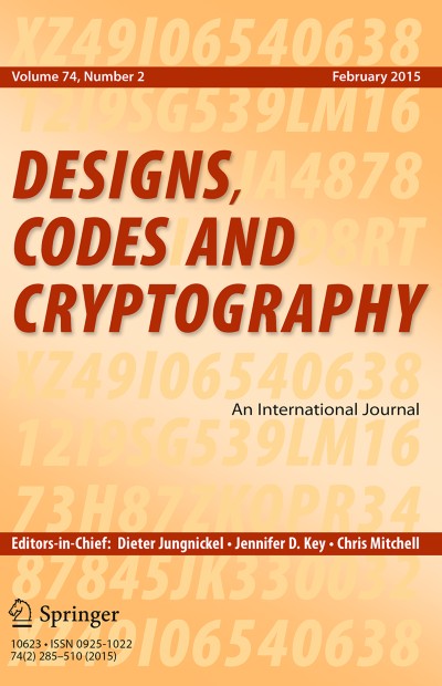 Designs, Codes and Cryptography 2/2015