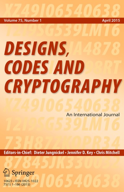 Designs, Codes and Cryptography 1/2015