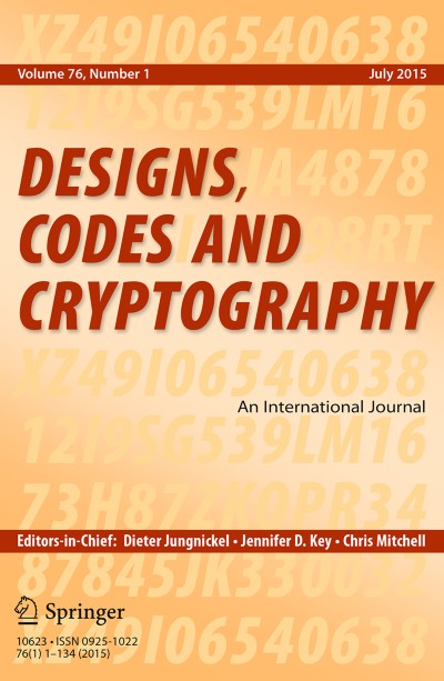 Designs, Codes and Cryptography 1/2015