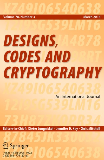 Designs, Codes and Cryptography 3/2016