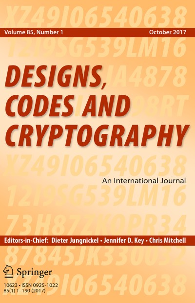 Designs, Codes and Cryptography 1/2017