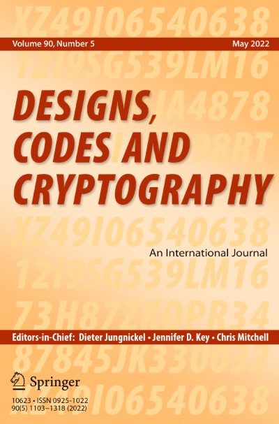 Designs, Codes and Cryptography 5/2022
