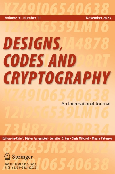 Designs, Codes and Cryptography 11/2023