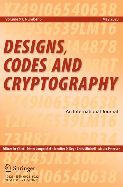 Designs, Codes and Cryptography 5/2023