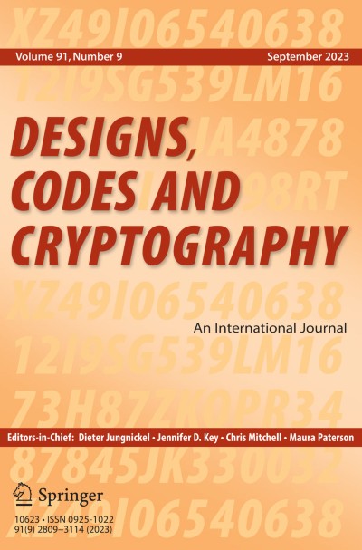Designs, Codes and Cryptography 9/2023